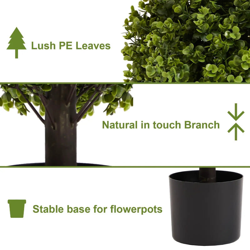 22in Boxwood Ball Shaped Artificial Topiary Shrubs Tree in Pot - Set of 2 by HouseOfZazla