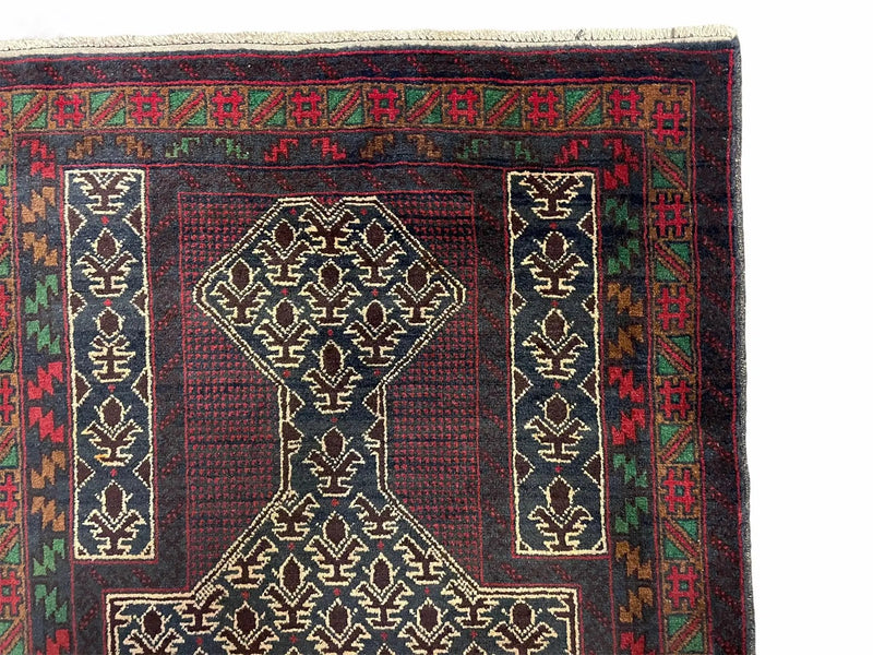 3x5 New Vintage Handmade Wool Rug Tribal Balouch Turkoman Prayer Rug Veggie Dyes by Jewel Rugs