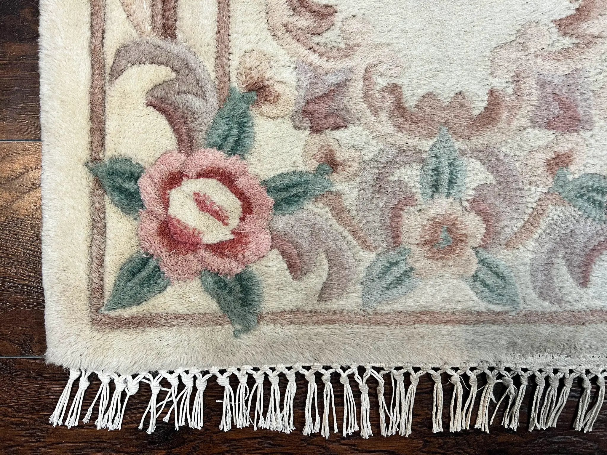 Chinese Aubusson Runner Rug 2.4 x 11, Hand Tufted Beige Floral European Design Hallway Rug, Elegant Rug, Vintage Wool Rug 11ft Long by Jewel Rugs