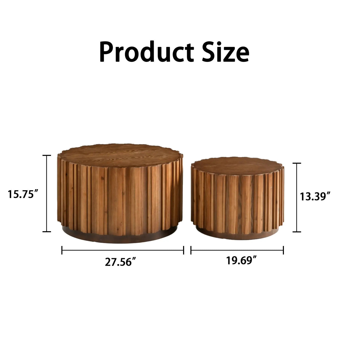 19.7" + 27.5" Round Nesting Coffee Table Set of 2 by HouseOfZazla