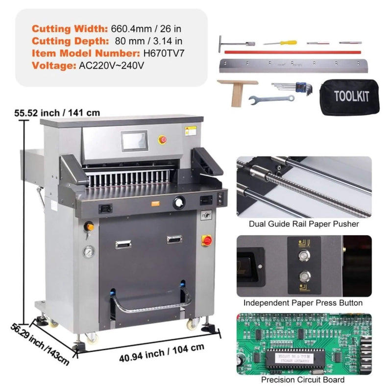 26-Inch Electric Heavy-Duty Hydraulic Paper Cutter Machine With Touchscreen (SAK92518) by SAKSBY WHOLESALE