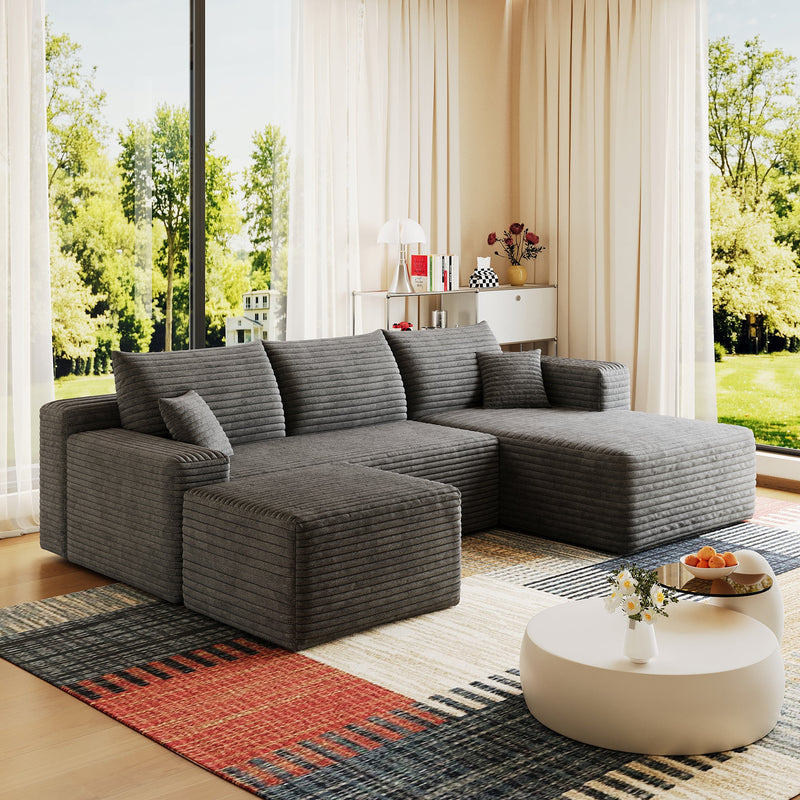 95" Cloud Sectional Sofa with Ottoman by HouseOfZazla