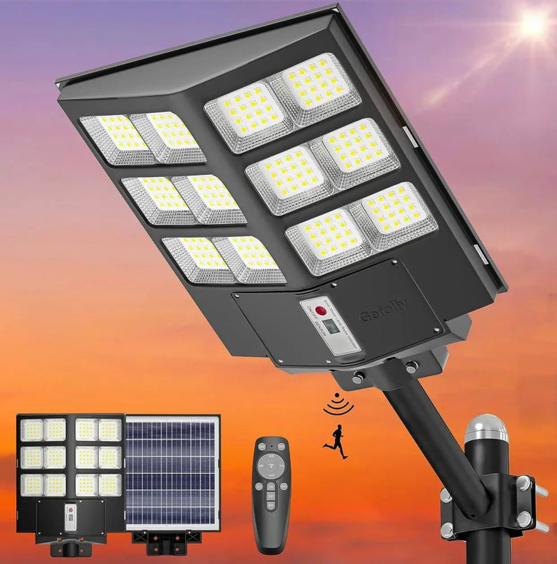 2600W Commercial Solar Street Light , 60000LM Parking Lot Light Commercial Dusk to Dawn With Remote by Outdoor Solar Outlet