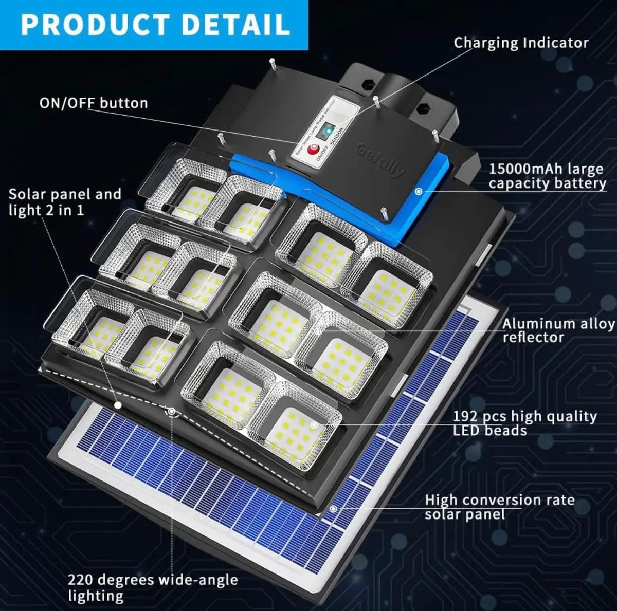 2600W Commercial Solar Street Light , 60000LM Parking Lot Light Commercial Dusk to Dawn With Remote by Outdoor Solar Outlet