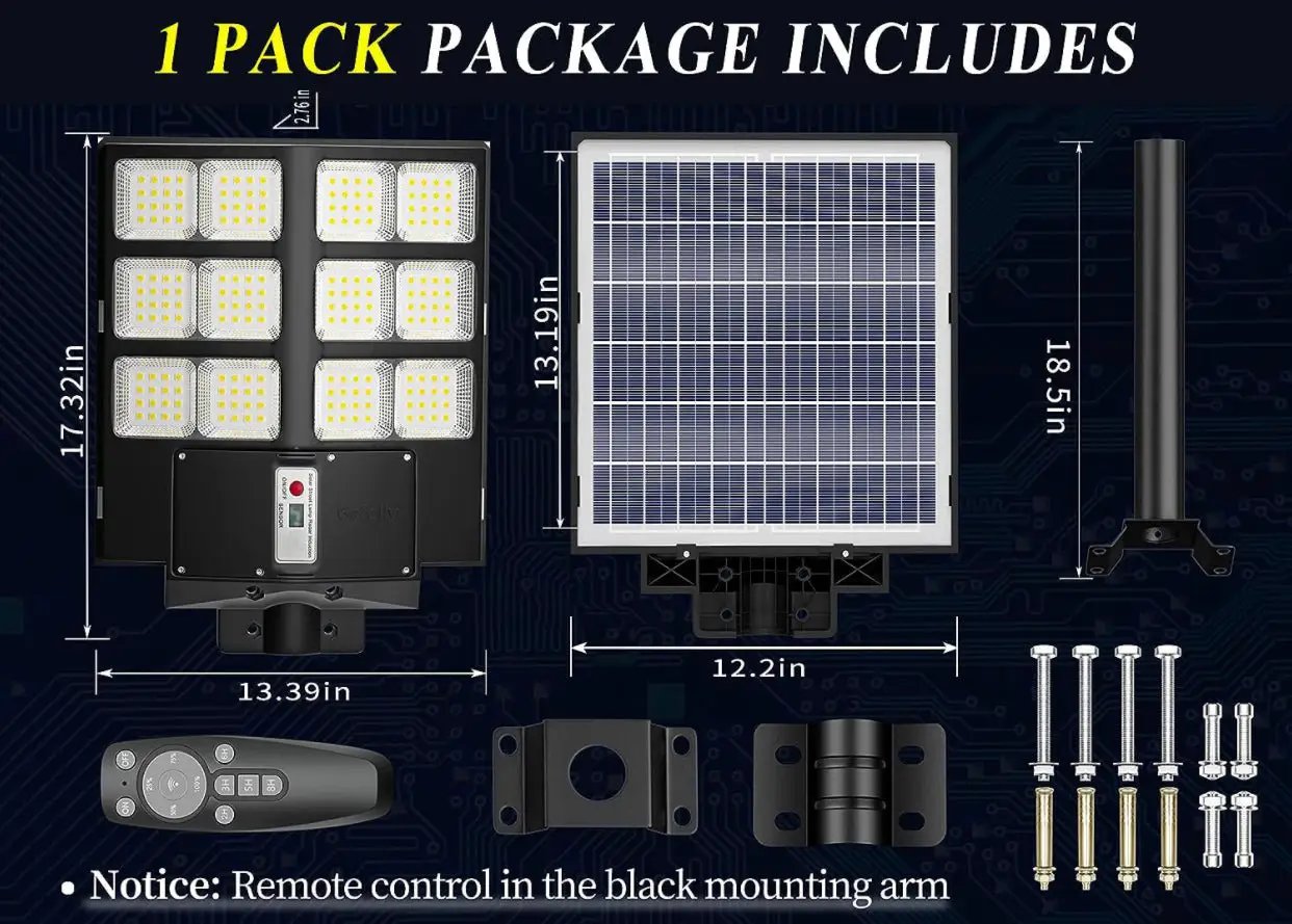 2600W Commercial Solar Street Light , 60000LM Parking Lot Light Commercial Dusk to Dawn With Remote by Outdoor Solar Outlet