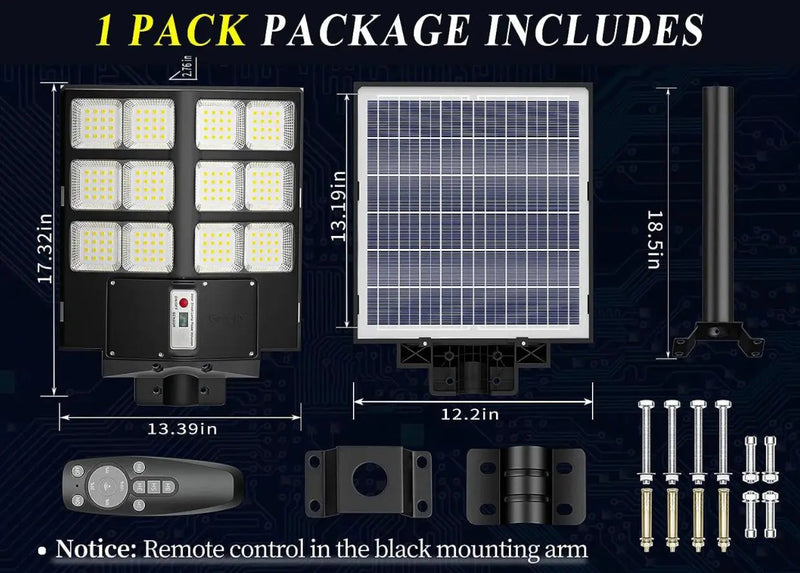 2600W Commercial Solar Street Light , 60000LM Parking Lot Light Commercial Dusk to Dawn With Remote by Outdoor Solar Outlet