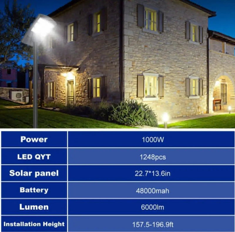 2600W Solar Street Lights Outdoor,Solar Security Flood Lights 42000lumens 6500K Dusk to Dawn Without Motion Sensor IP66 Waterproof for Parking Lot,Stadium,Garden,Yard,Basketball by Outdoor Solar Outlet