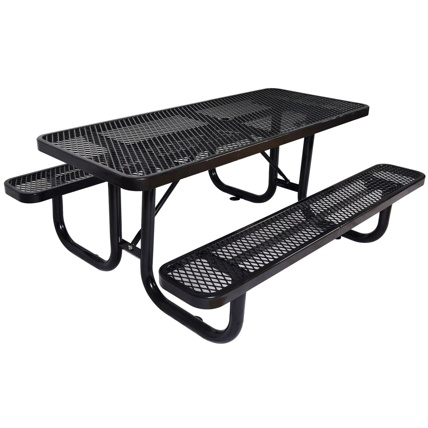 Rectangular Outdoor Steel Picnic Table With Umbrella Pole by Unique Piece Furniture