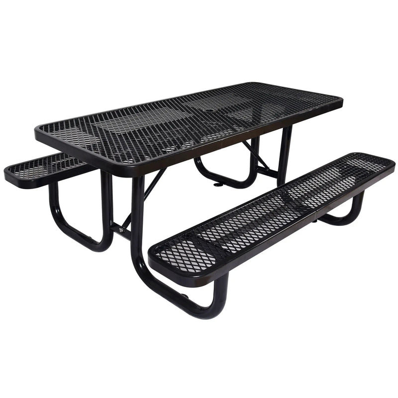 Rectangular Outdoor Steel Picnic Table With Umbrella Pole by Unique Piece Furniture