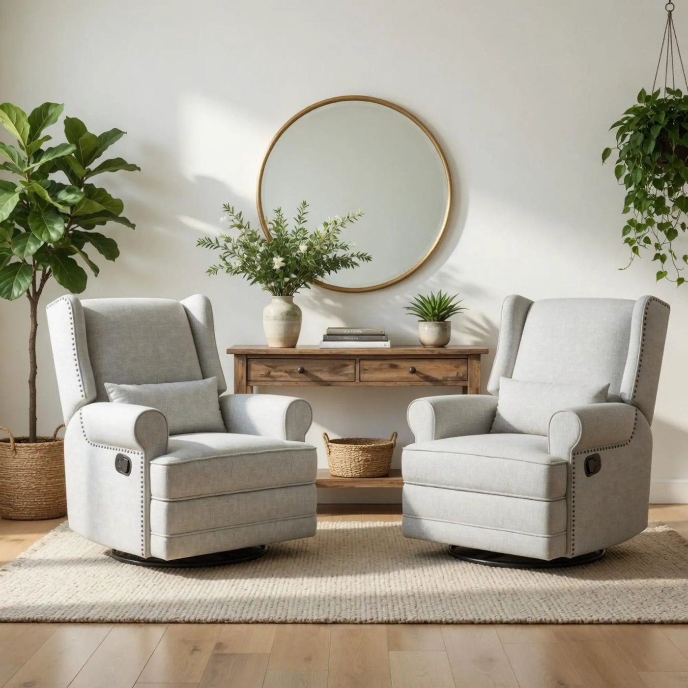 Extra Wide Swivel Recliner Glider Chair With Footrest by HouseOfZazla