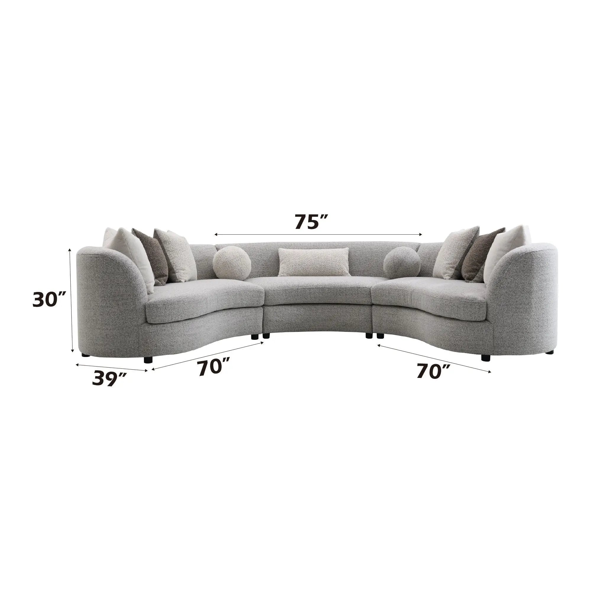 Ivria - Boucle Sectional Sofa With 9 Pillows - Gray by Unique Piece Furniture