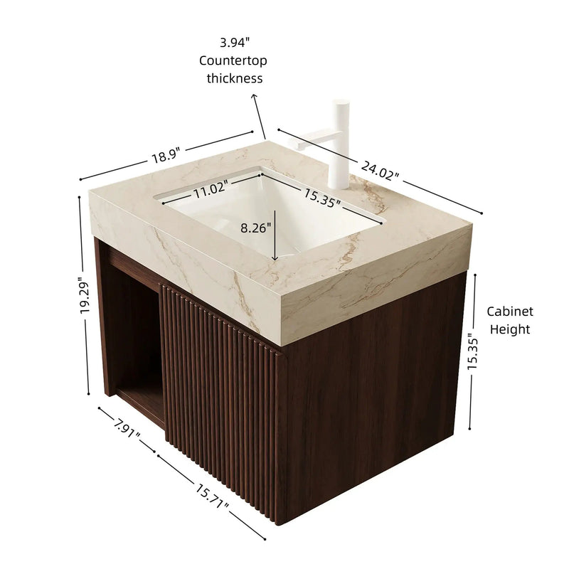 Eiden 24" Bathroom Vanity & Sink, Floating Storage Cabinet by HouseOfZazla