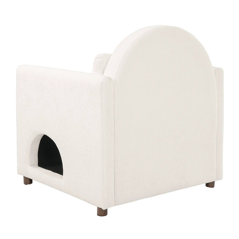 Beige Pet Friendly Accent Chair with Hidden Pet Nook by HouseOfZazla