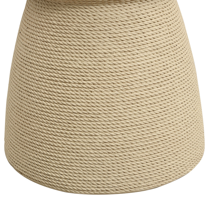 Simulated Rattan Side Table with Magnesium Oxide Construction - Neutral, photo 9 of 10