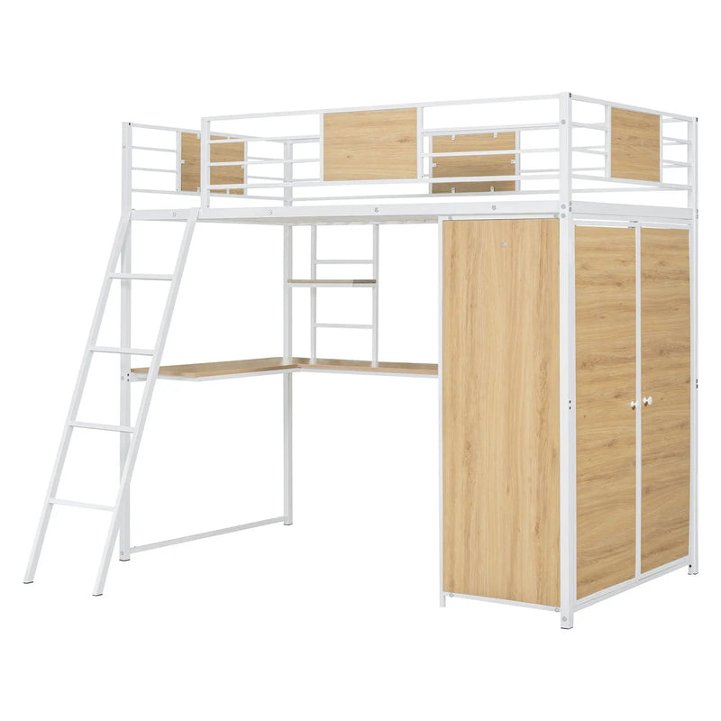 Loft Bed With L Shape Desk And Wardrobe by Unique Piece Furniture
