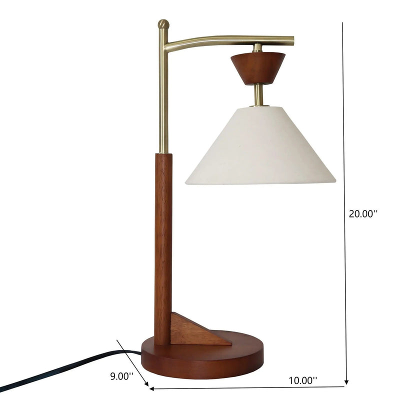 Nightstand Desk Lamp With Cone Shade For Eye Protection - Brown by HouseOfZazla