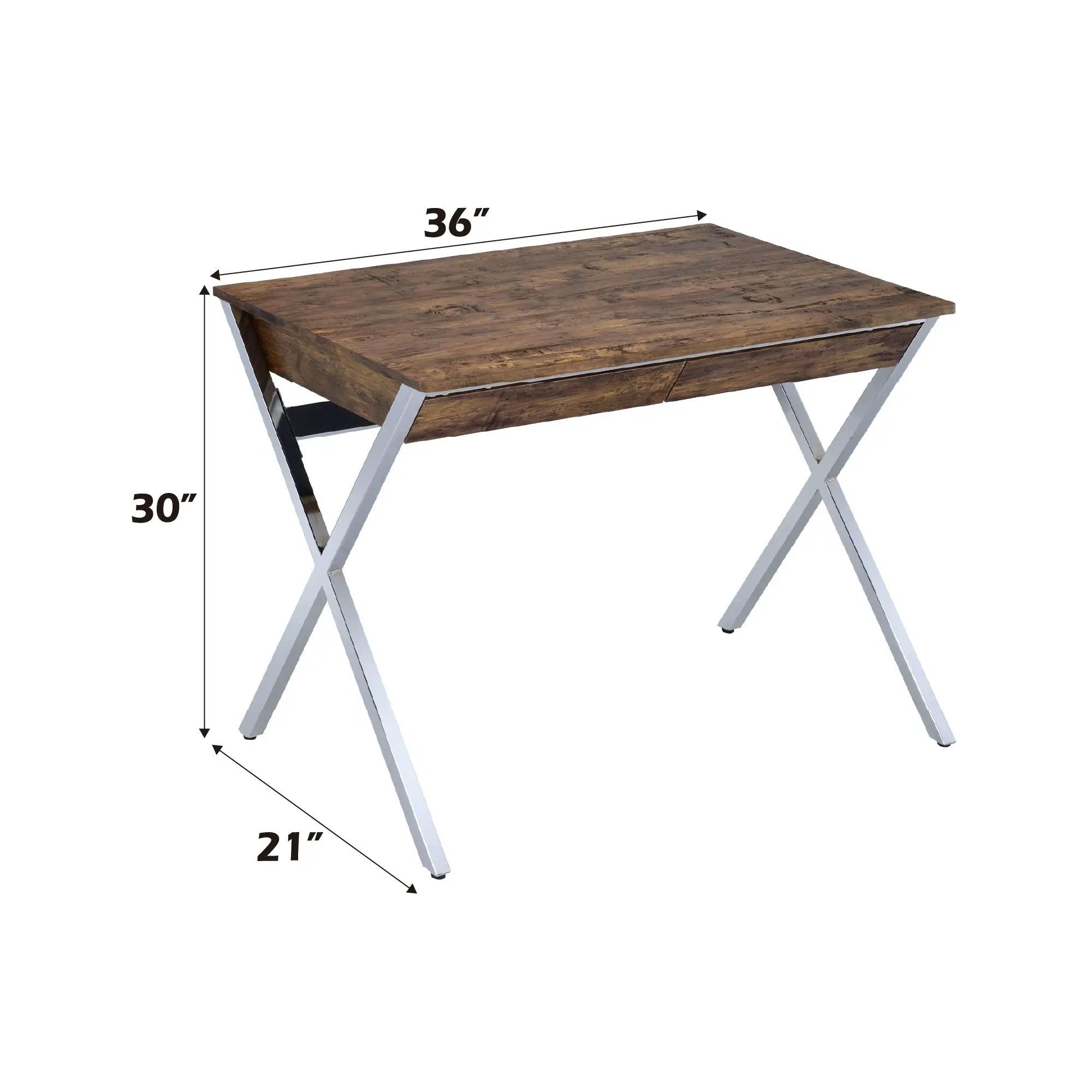 Callers Weathered Writing Desk - Chrome / Oak by HouseOfZazla