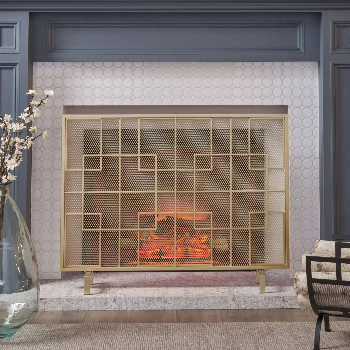 Dorothy Modern Single Panel Iron Fire Screen by HouseOfZazla