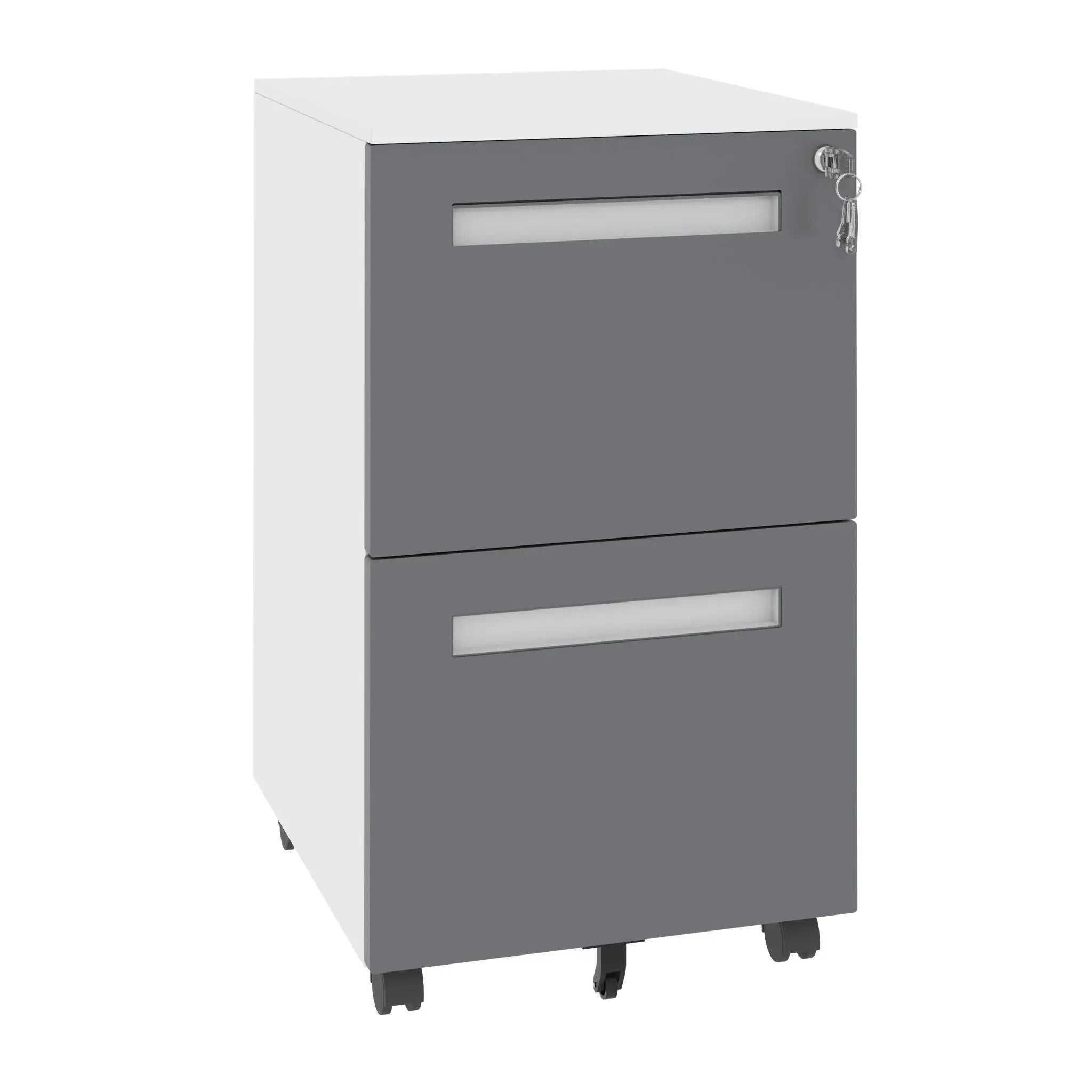 2-Drawer Mobile File Cabinet With Lock,On 360° Wheels, Holds A4/Letter/Legal Files - White by HouseOfZazla
