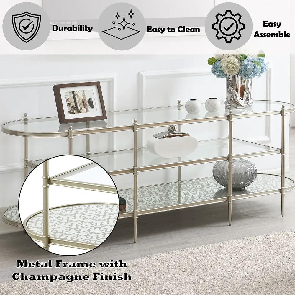 Zaba - TV Stand - Glass Top & Champagne by Unique Piece Furniture
