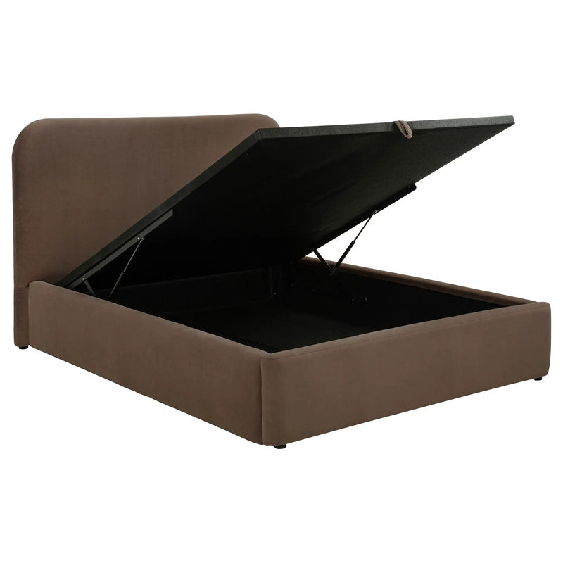 Anders Upholstered Full Storage Lift Platform Bed Chocolate by Unique Piece Furniture