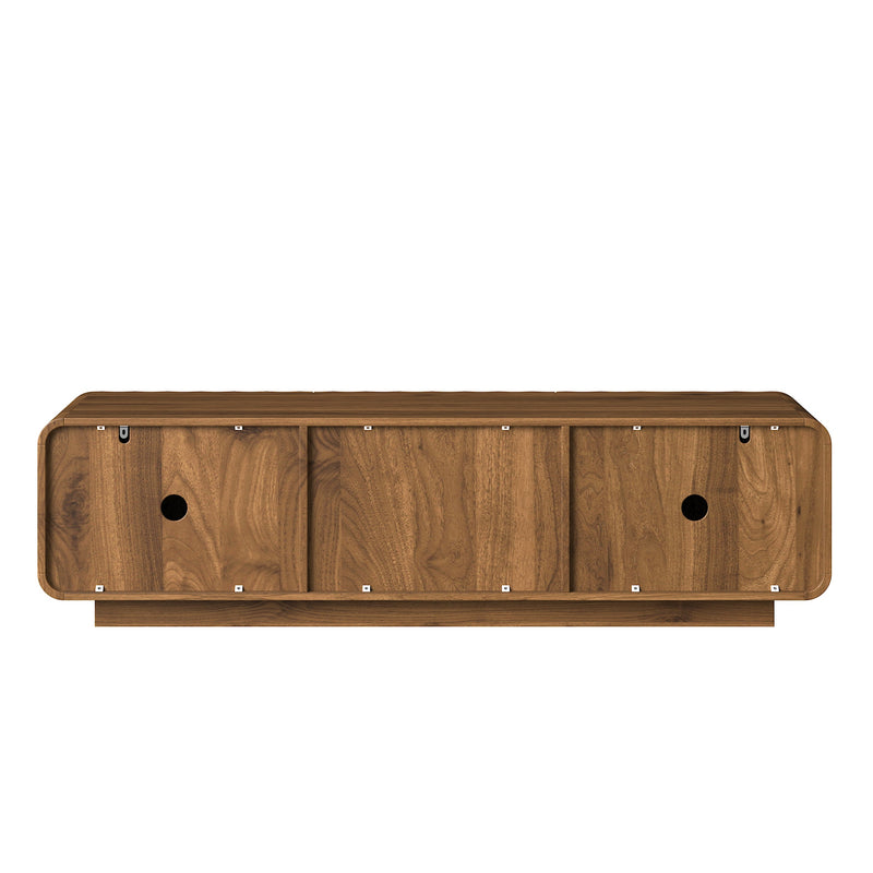 58" Spiral Wave TV Console with Storage Cabinet and 2 Drawers - Natural Finish, photo 9 of 10