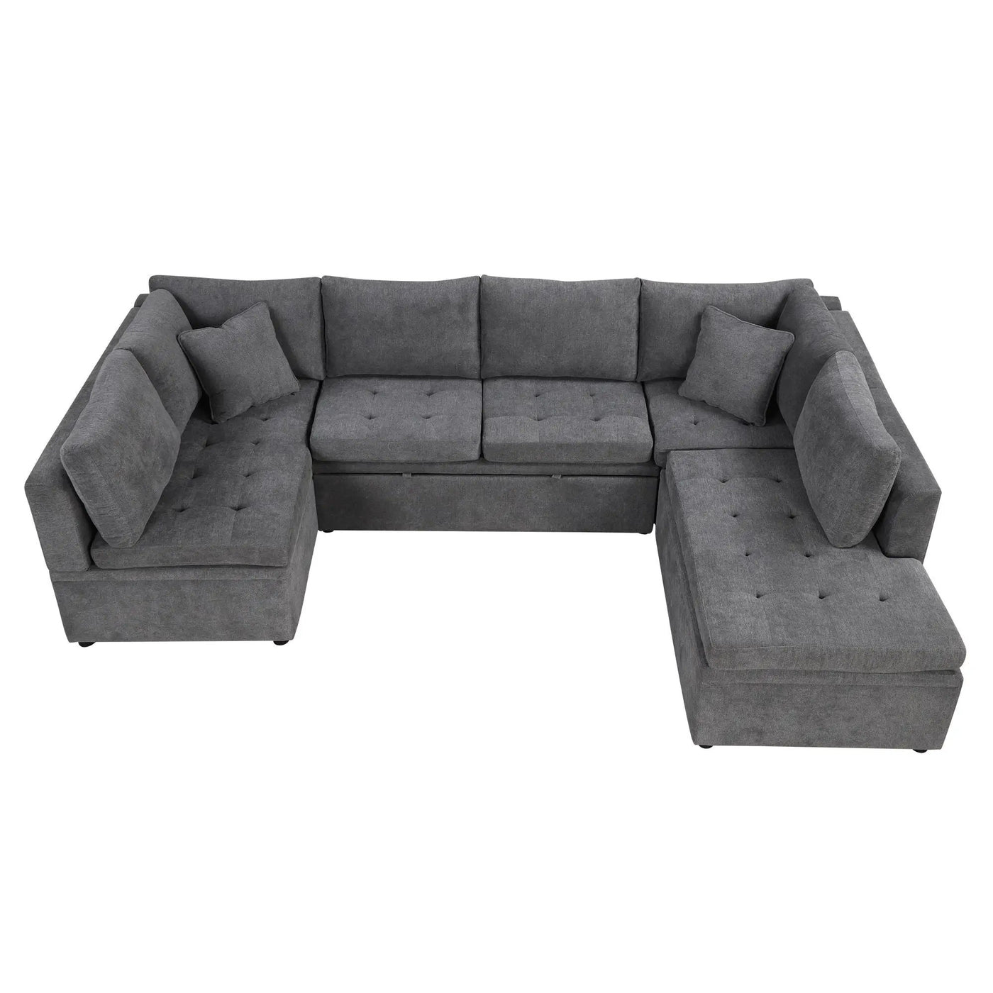Oversized Sectional Sofa U-Shaped Sofa Couch Pull-Out Sofa Bed With Two Throw Pillows For Living Room by HouseOfZazla