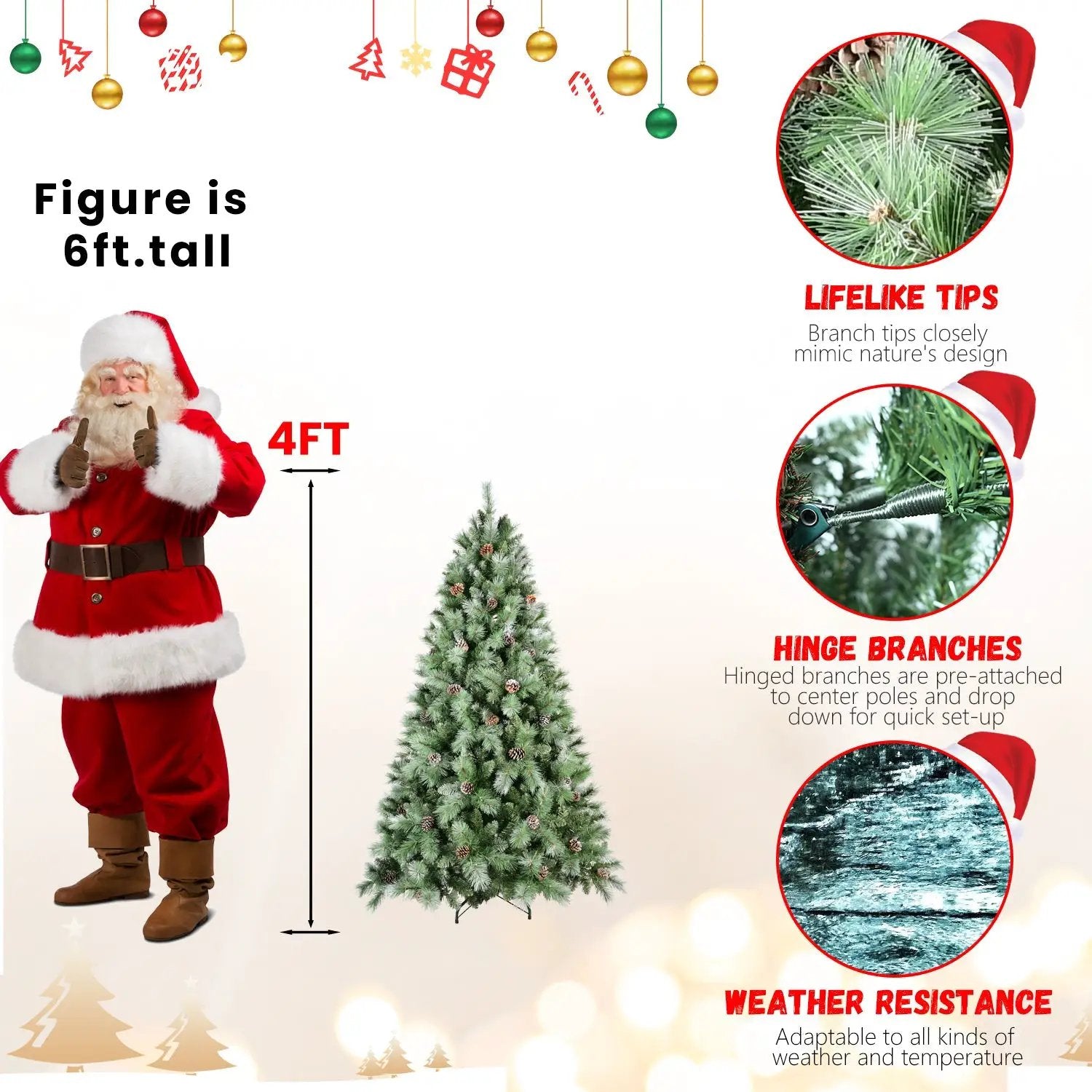 9Ft Christmas Tree with 122 Pine Cones by HouseOfZazla