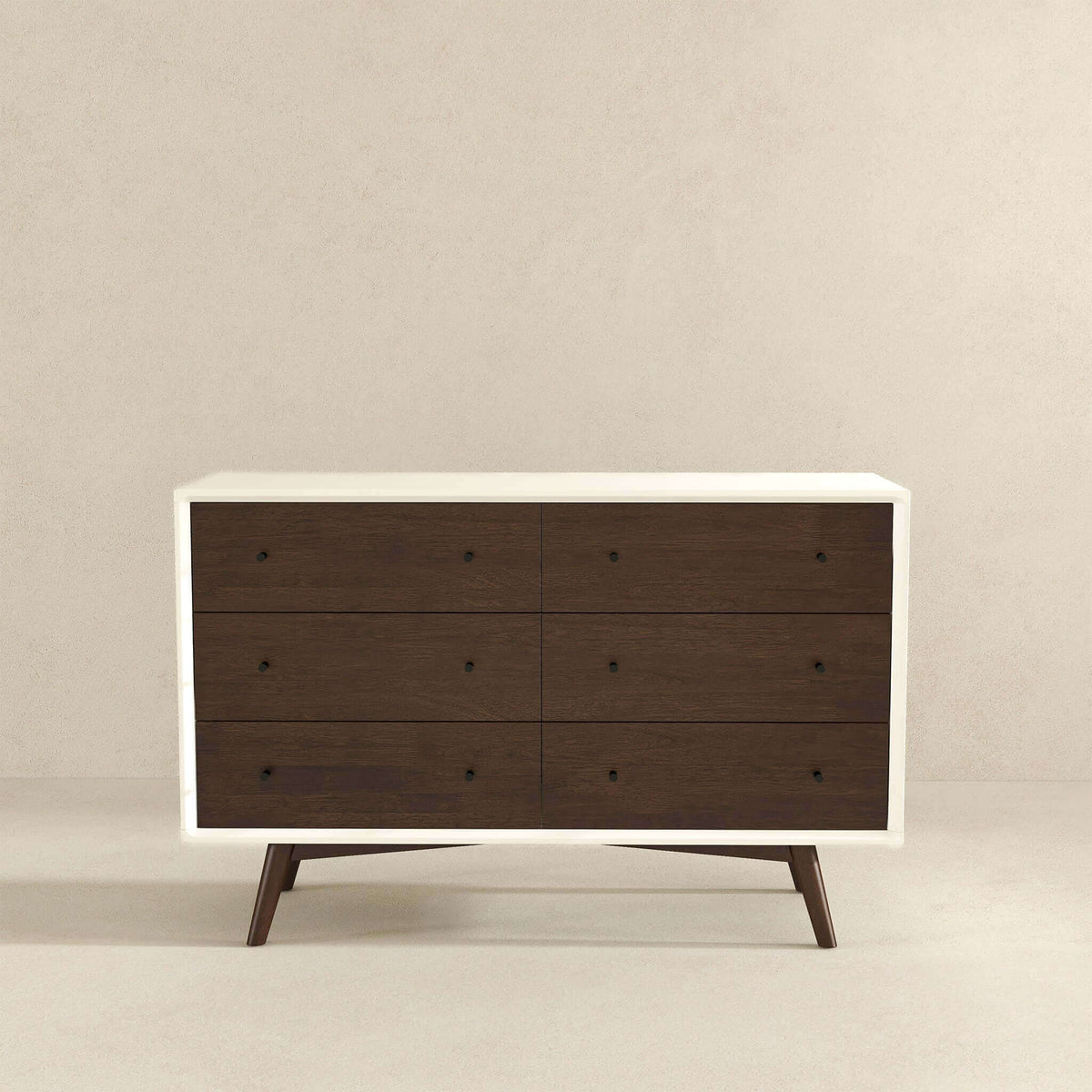 6-Drawer Dresser with Spacious Storage - Dark Brown / White