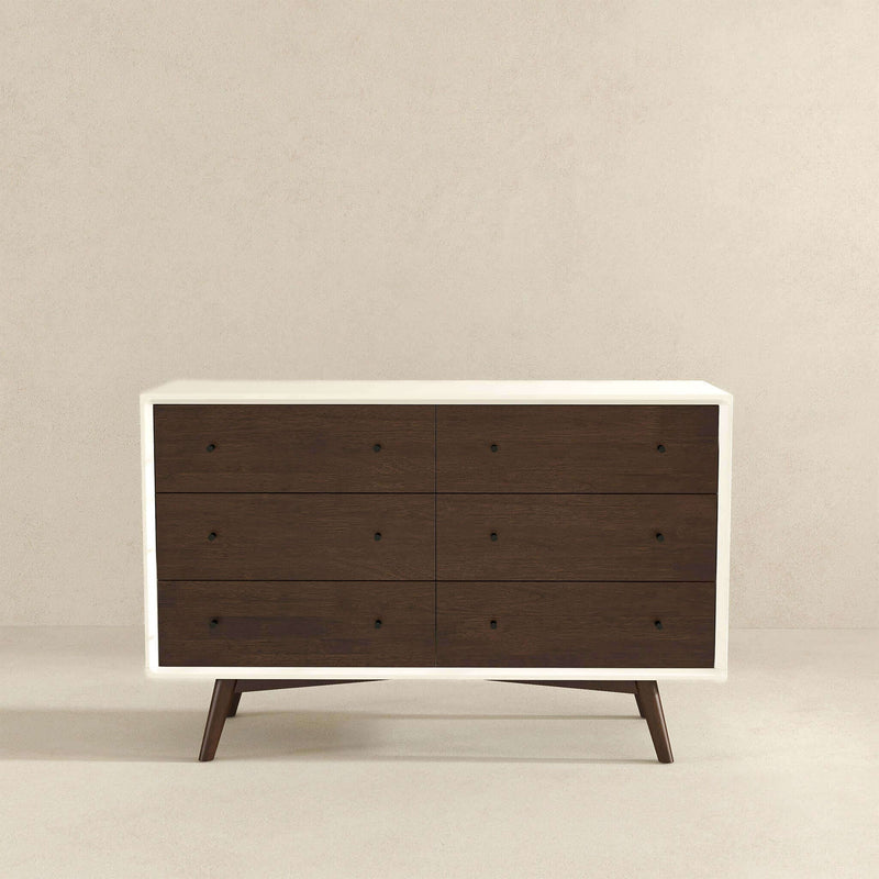 6-Drawer Dresser with Spacious Storage - Dark Brown / White