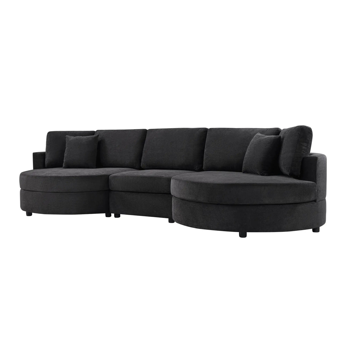 Modern 3 Seater Upholstered Sofa With Curved Design by HouseOfZazla