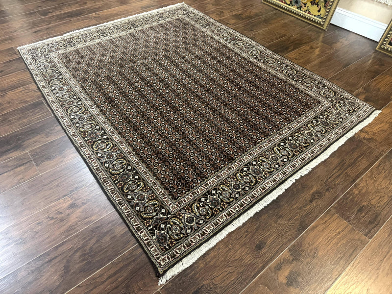 Persian Tabriz Rug 5x7, Black, Allover Pattern by Jewel Rugs