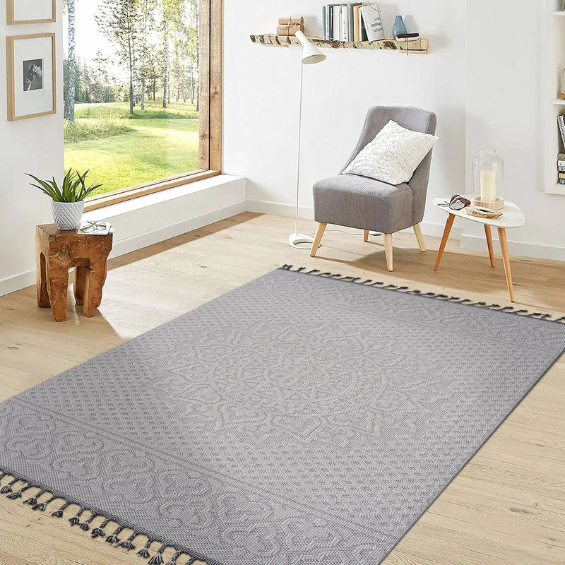 Guros - 8' X 10' Medallion Indoor / Outdoor Area Rug - White / Ivory by Unique Piece Furniture
