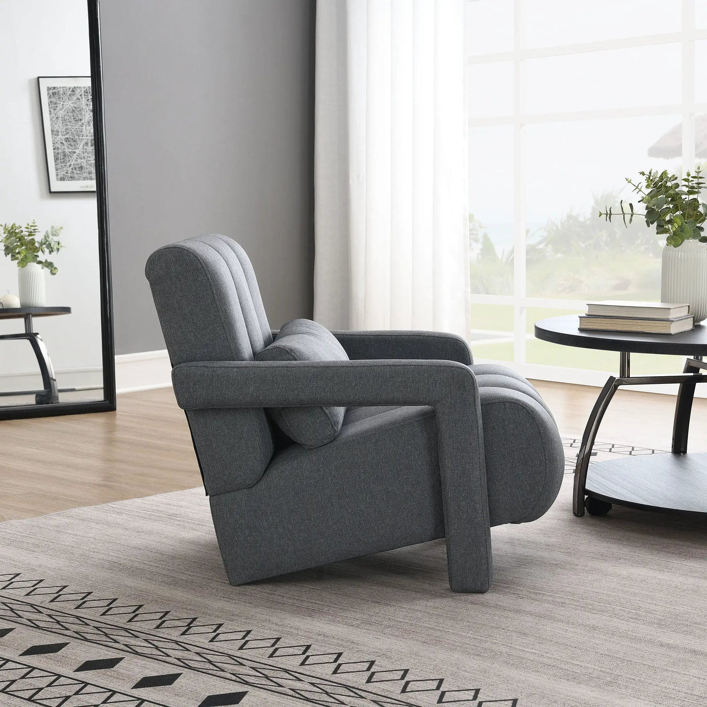 Modern Upholstered Accent Chair, Comfortable Fabric With A Pillow For Living Room by Unique Piece Furniture