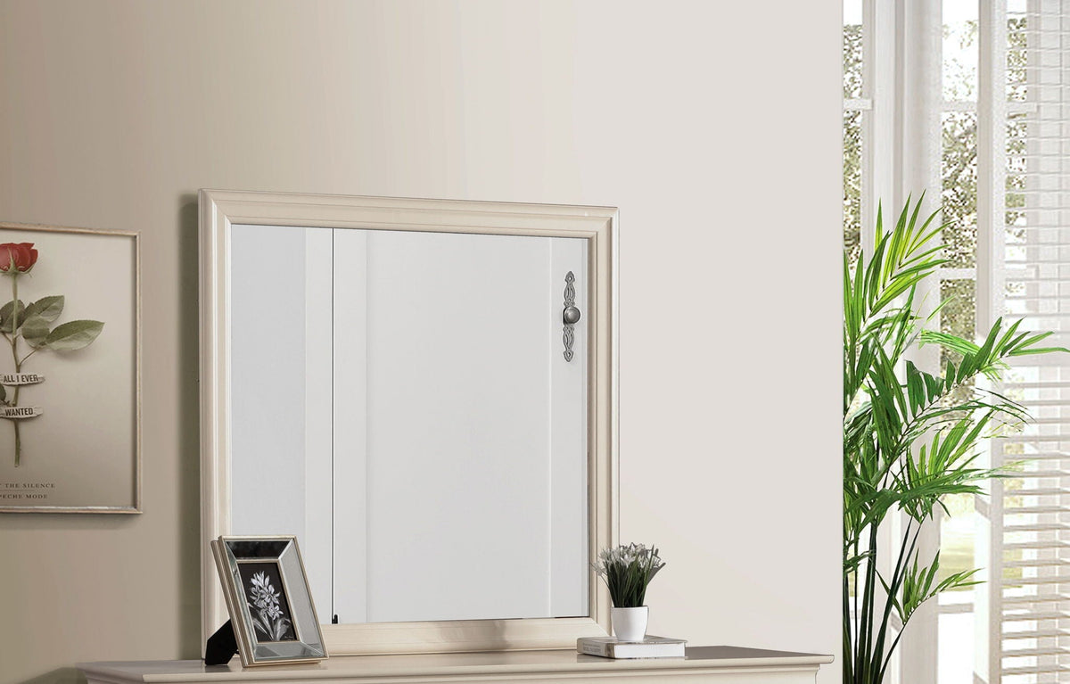 Traditional Wall Mirror with Wood Veneer Frame - Multiple Colors, photo 3 of 40