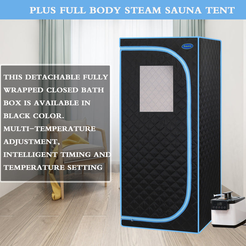 Full Size Portable Steam Sauna Tent with Stainless Steel Frame - Black, photo 7 of 17