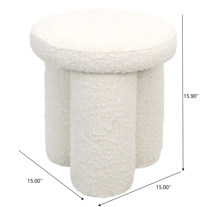 Ivory Accent Stool with Sherpa Upholstery - Wesley, photo 3 of 10