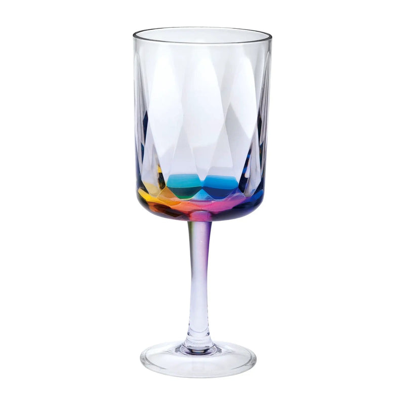 Leadingware Rainbow Diamond Plastic Wine Glasses (Set of 4), Unbreakable Bpa Free Acrylic, 16Oz - Clear by HouseOfZazla
