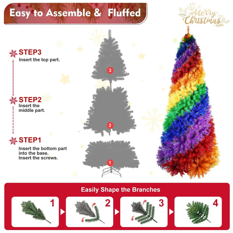 6ft Rainbow Spiral Christmas Tree by HouseOfZazla