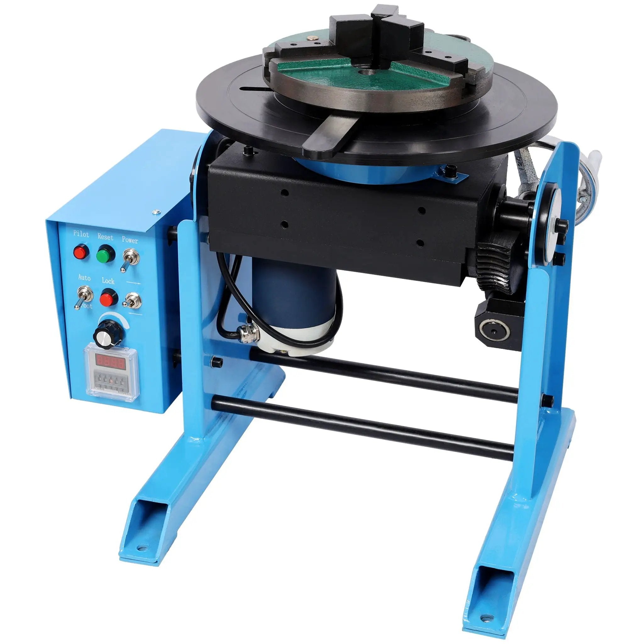 Heavy Duty Rotary Welding Positioner Turntable Table With Manual Tilt And 3 Jaw Lathe Chuck - Blue by HouseOfZazla