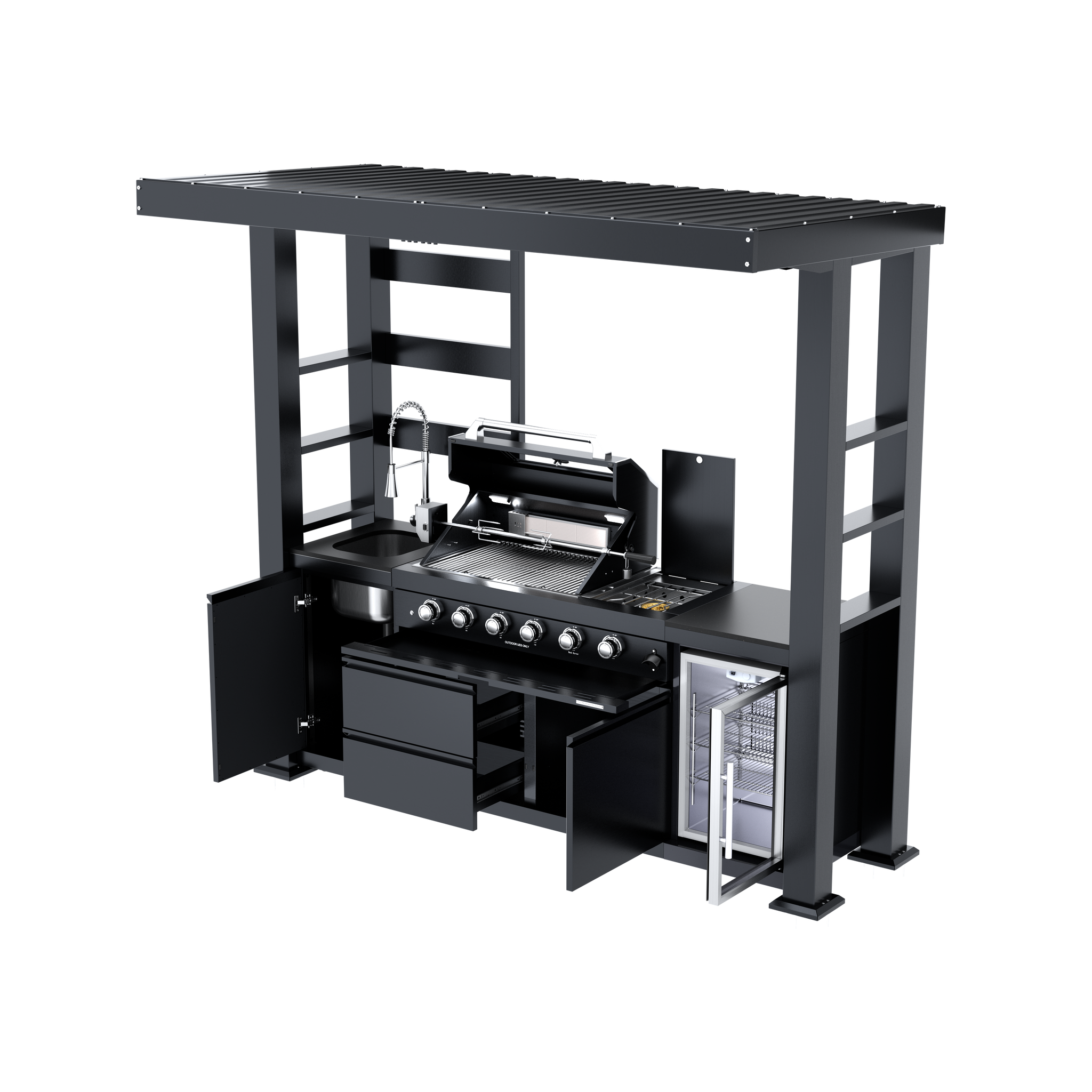 97-Inch 4-Burner Deluxe Stainless Steel Gas Outdoor Kitchen Grill by HouseOfZazla