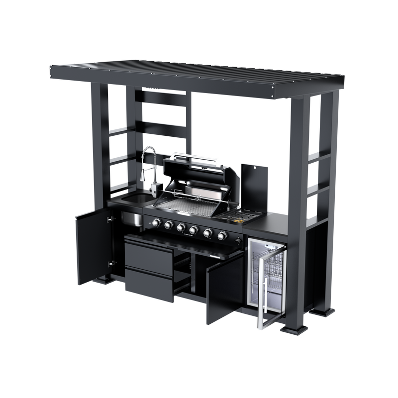 97-Inch 4-Burner Deluxe Stainless Steel Gas Outdoor Kitchen Grill by HouseOfZazla