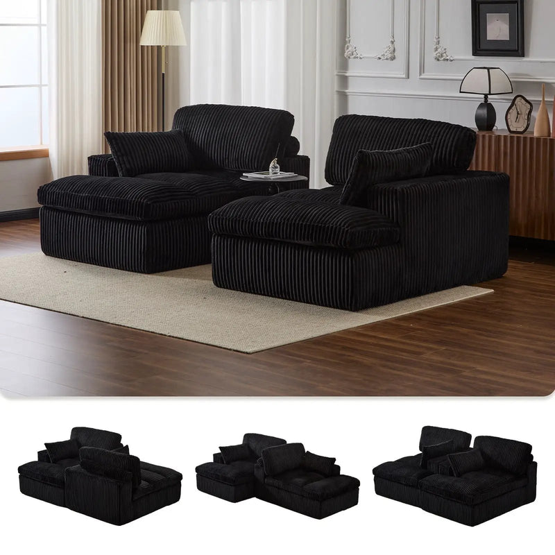 Double Chaise Lounge Chair, Oversized Upholstered Sleeper Cloud Couch by Unique Piece Furniture