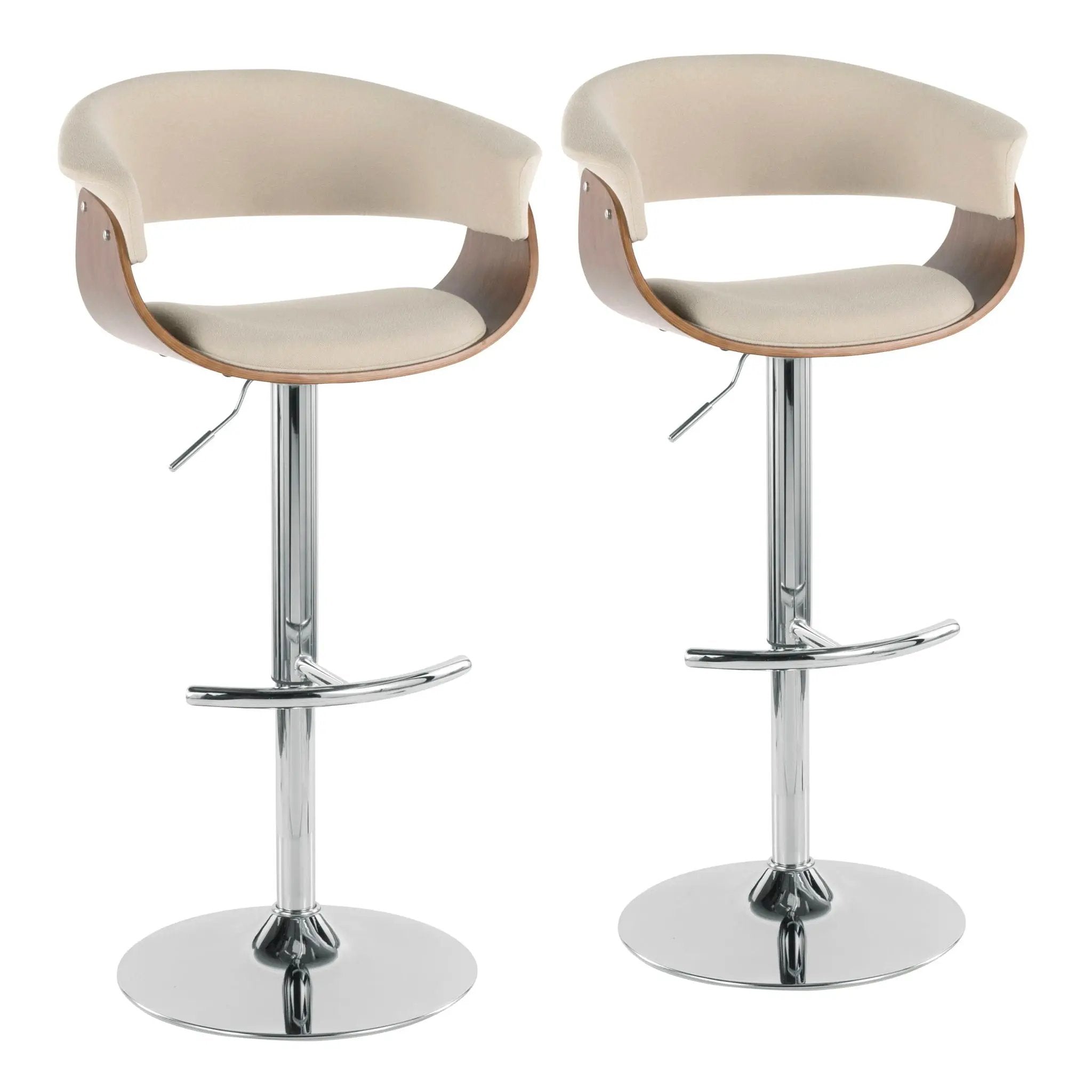 Vintage Mod - Mid Century Modern Adjustable Height Barstool With Swivel With Rounded T Footrest (Set of 2) by HouseOfZazla