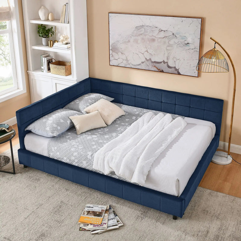 Mid-Century Storage Upholstered Tufted Bed Frame With Backrest And Armrests by Unique Piece Furniture