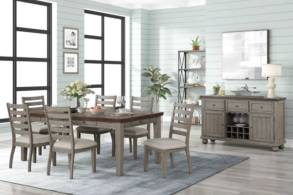 2 Tone 6 Drawer Dining Table - Gray, photo 2 of 6