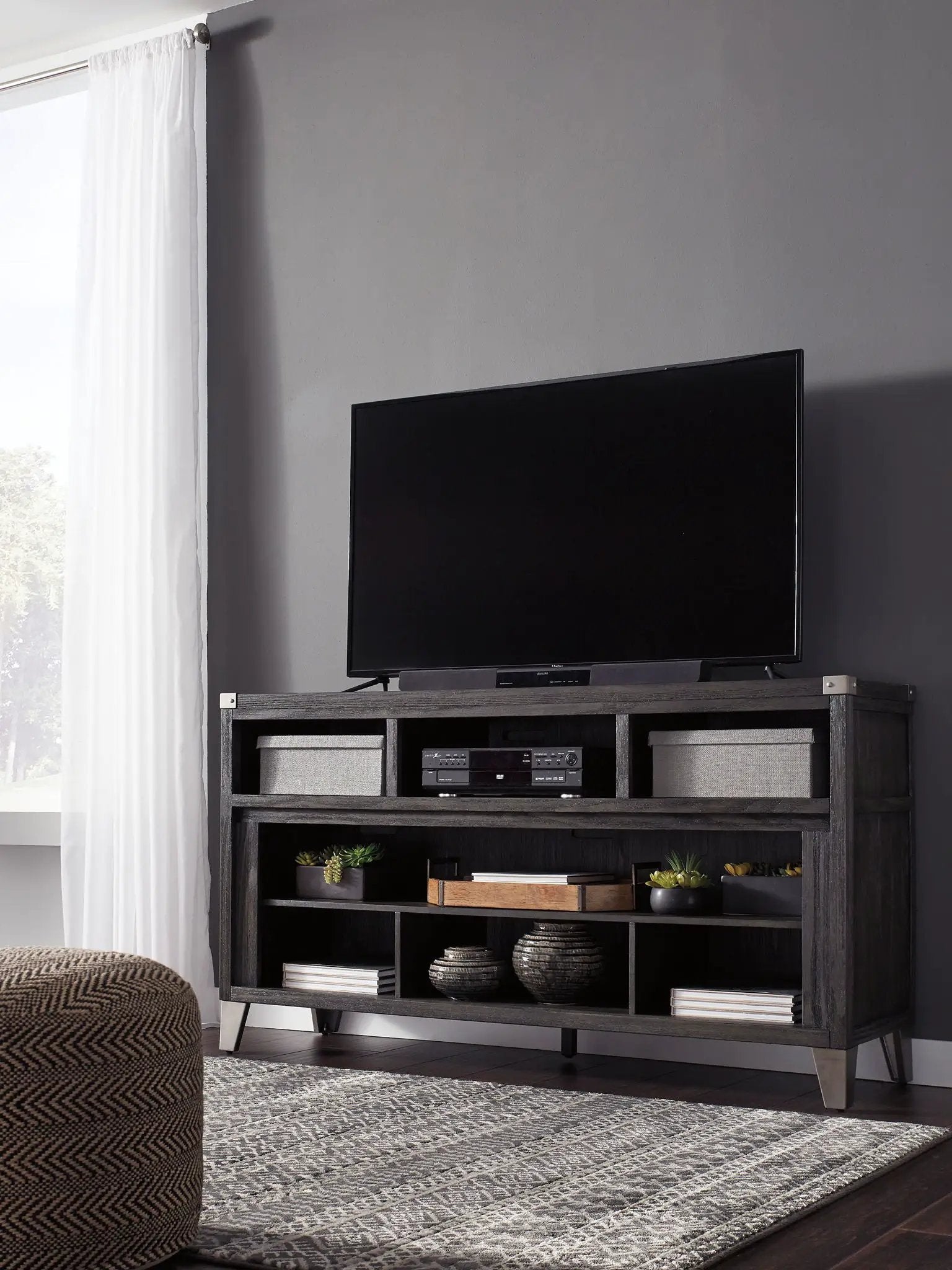 Todoe - LG TV Stand w/Fireplace Option - Gray by Unique Piece Furniture