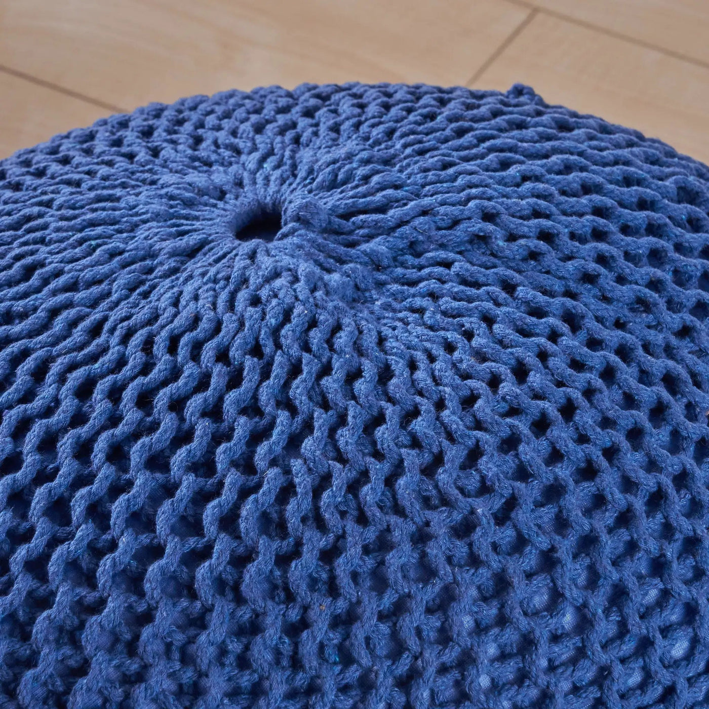 Bordeaux Knitted Cotton Round Pouf - Versatile Ottoman and Floor Cushion by HouseOfZazla