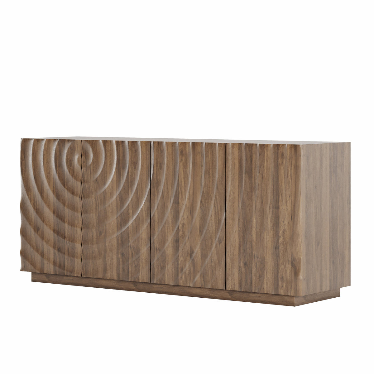 Walnut Buffet Cabinet with Storage - 4-Door Modern Sideboard, photo 8 of 10