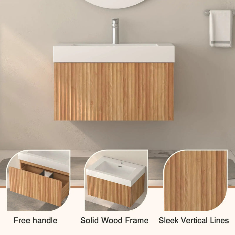 30" Bathroom Vanity with Sink - Wall Mounted Floating Cabinet by HouseOfZazla